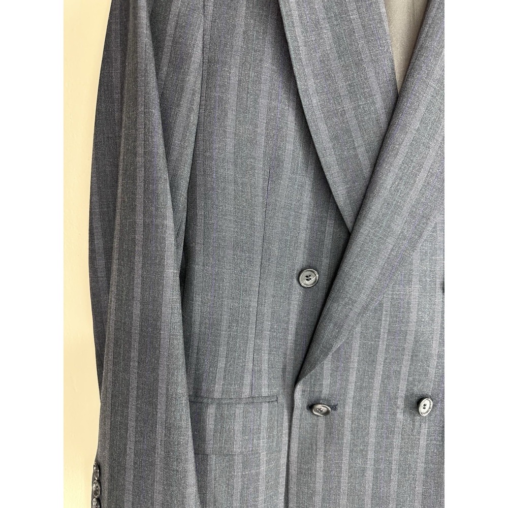 VTG 80s Alexander Julian SIZE 12 Pinstripe Navy Double Breasted 100% Wool USA - Picture 4 of 16